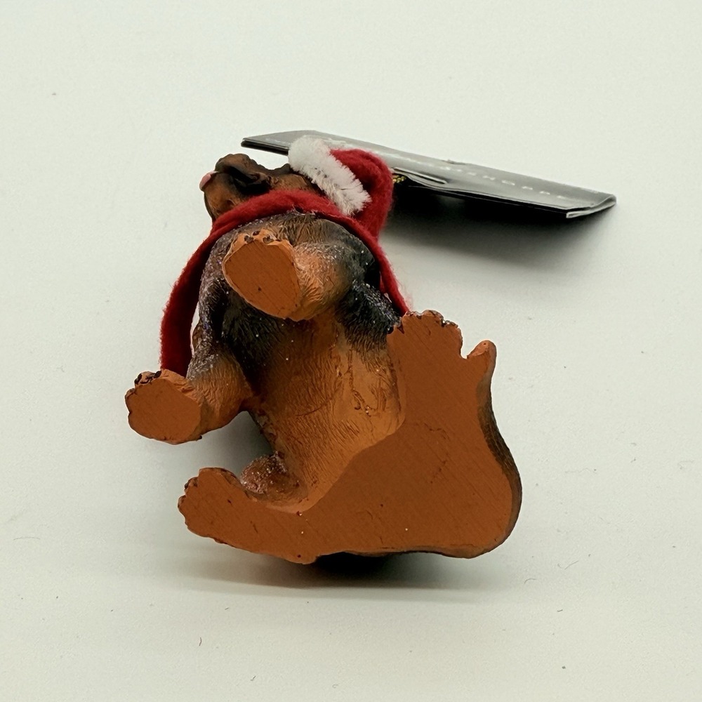Rottweiler Rottie Dog Christmas Tree Ornament Santa Hat Scarf Resin Holiday NWT - Picture 5 of 6
